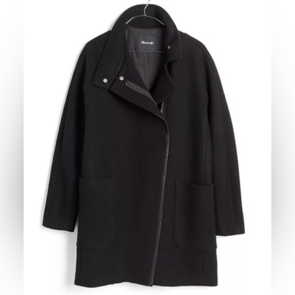 Madewell City Grid black wool coat